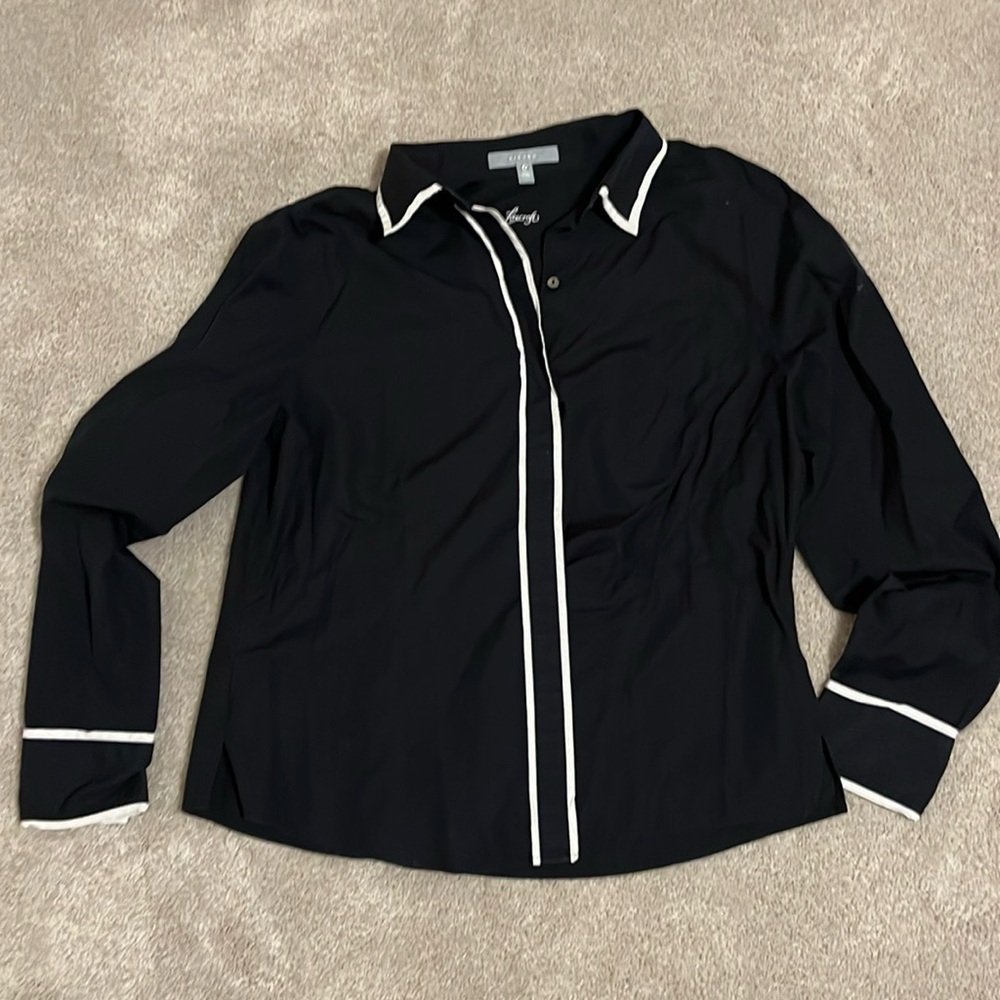 Foxcroft Navy Buttondown Blouse